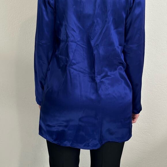 Haider Ackermann Shawl Collar Tunic Blouse size FR 34 Cobalt Blue Silk Satin - Picture 8 of 12